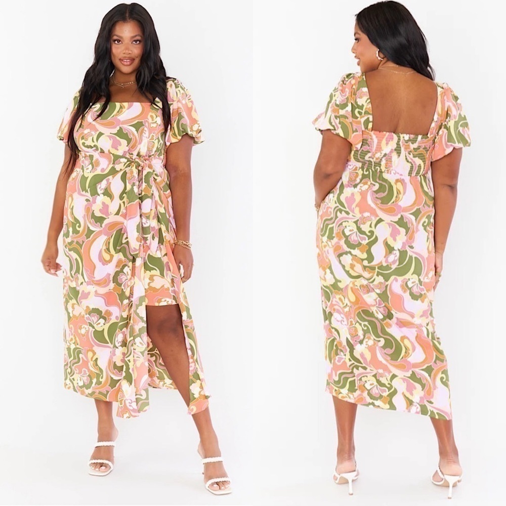 Show ME YOUR MUMU- Danielle Floral Wrap Front Midi Dress Size:3X